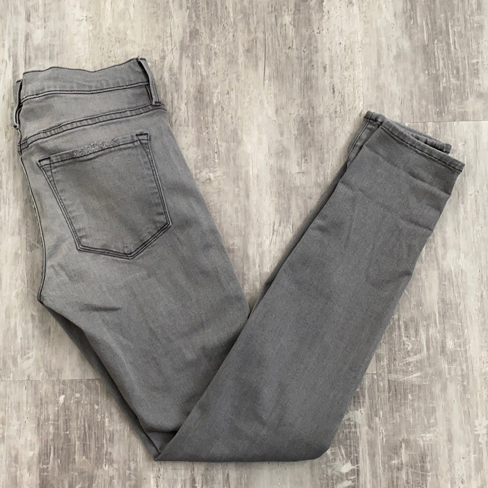 FRAME gray ripped stretch jeans